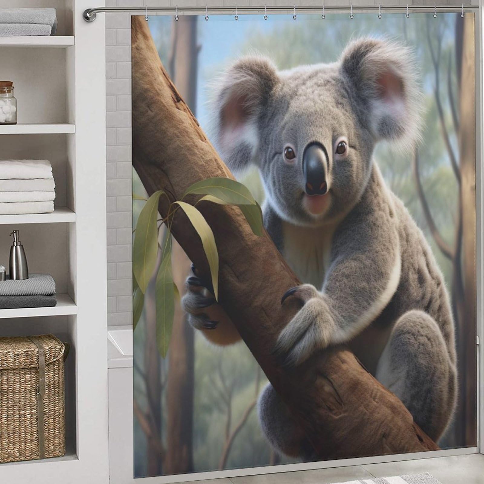 Rideau de douche pour salle de bains familiale motif koala