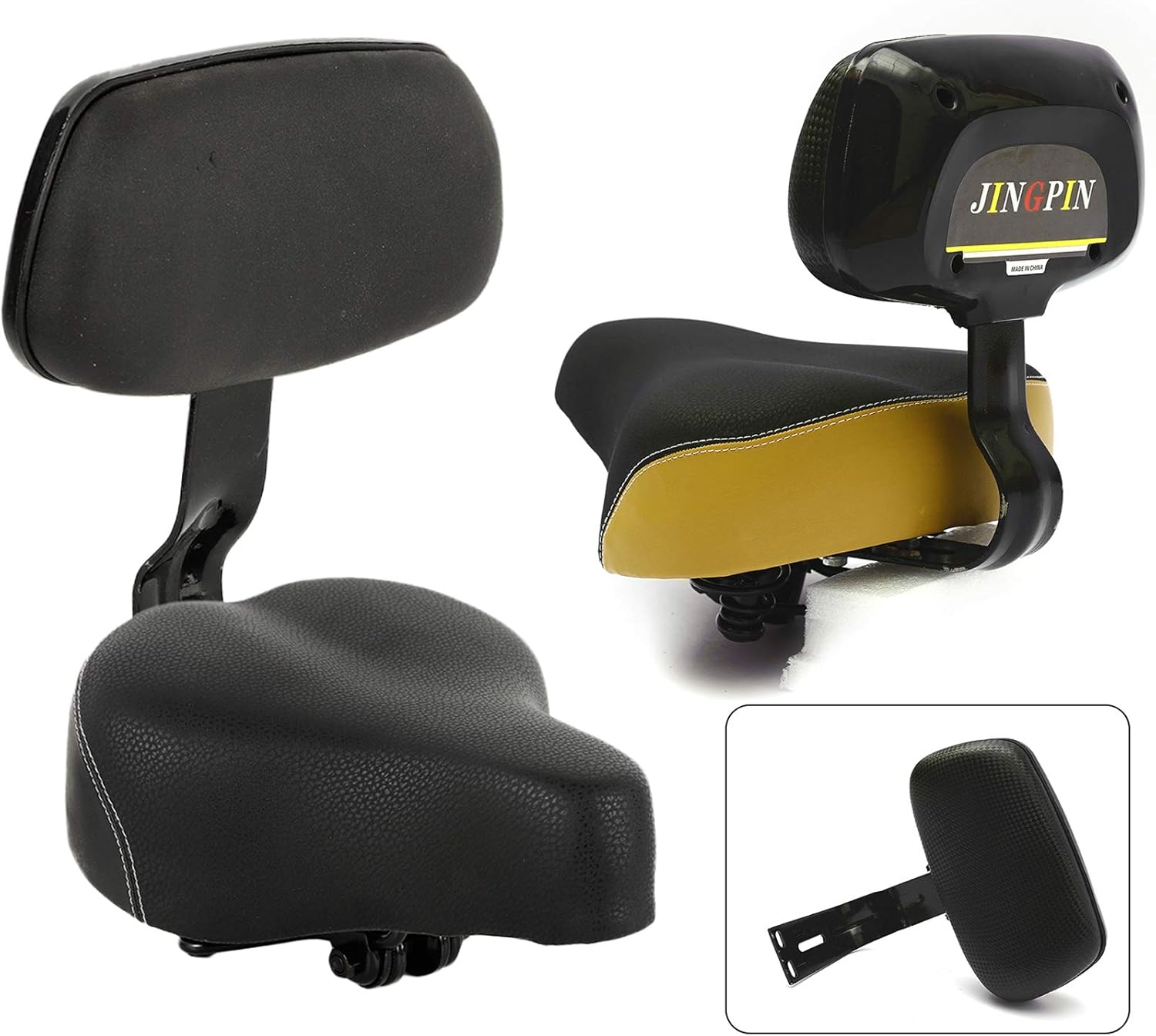 QIZHI Black Bicycle Seat with Backrest Support Cycling