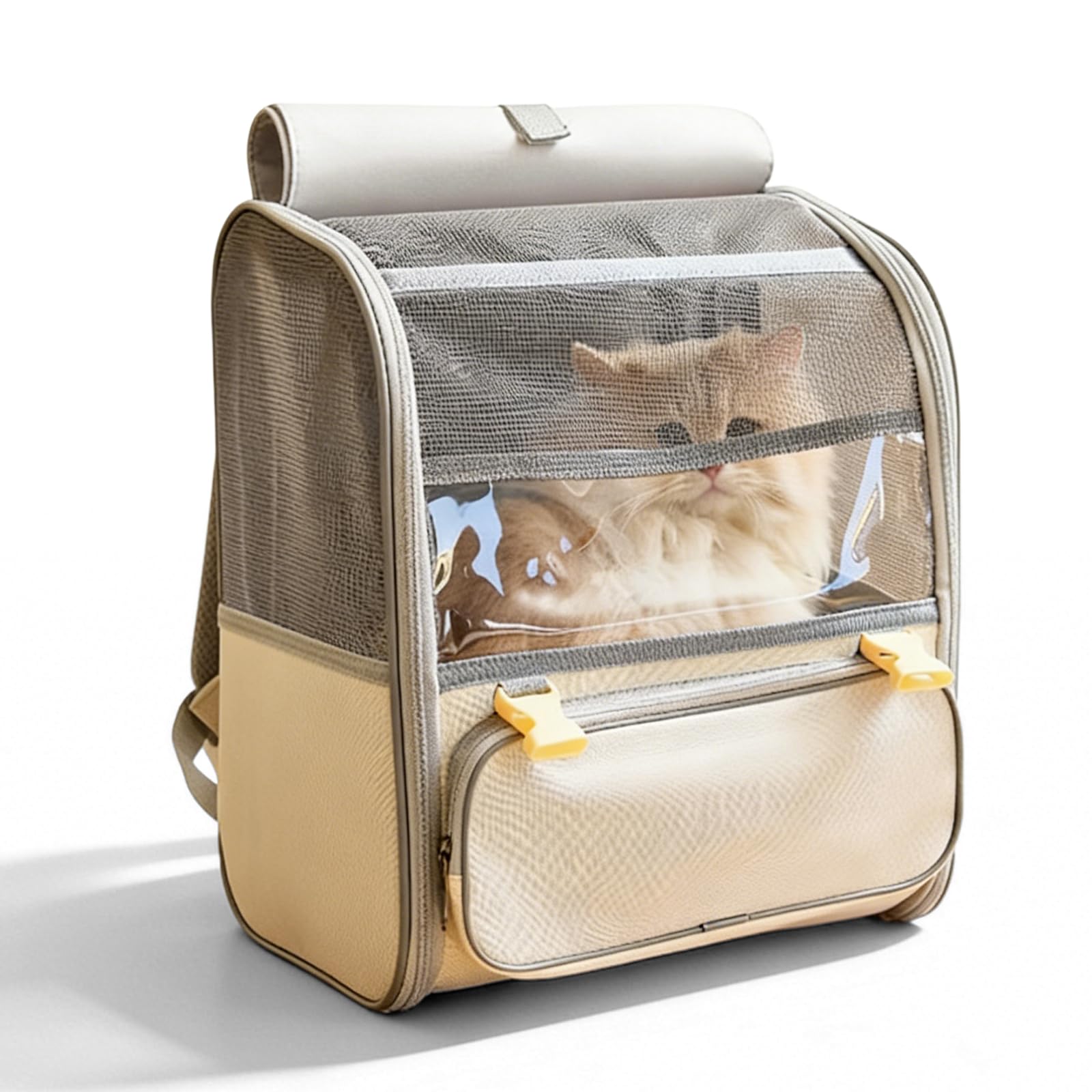 Zaino per gatti con finestra a rete: zaino grande per gatti fino a 8 kg, zaino pieghevole per animali domestici, per gatti, cani, borsa per gatti con guinzaglio di sicurezza interno e tappetino per