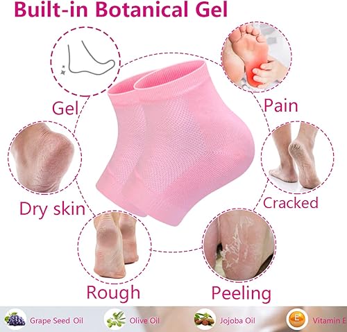 Miniatura 3 de Calcetines hidratantes de talón de gel, calcetines de punta abierta, calcetines de spa forrados de gel sin dedos para talón seco duro agrietado