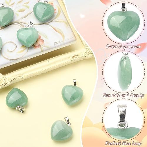 Miniatura 3 de KitBeads 10 dijes de aventurina verde natural, cristal curativo, reiki, chakra, piedra de soplo, corazón, para hacer joyas