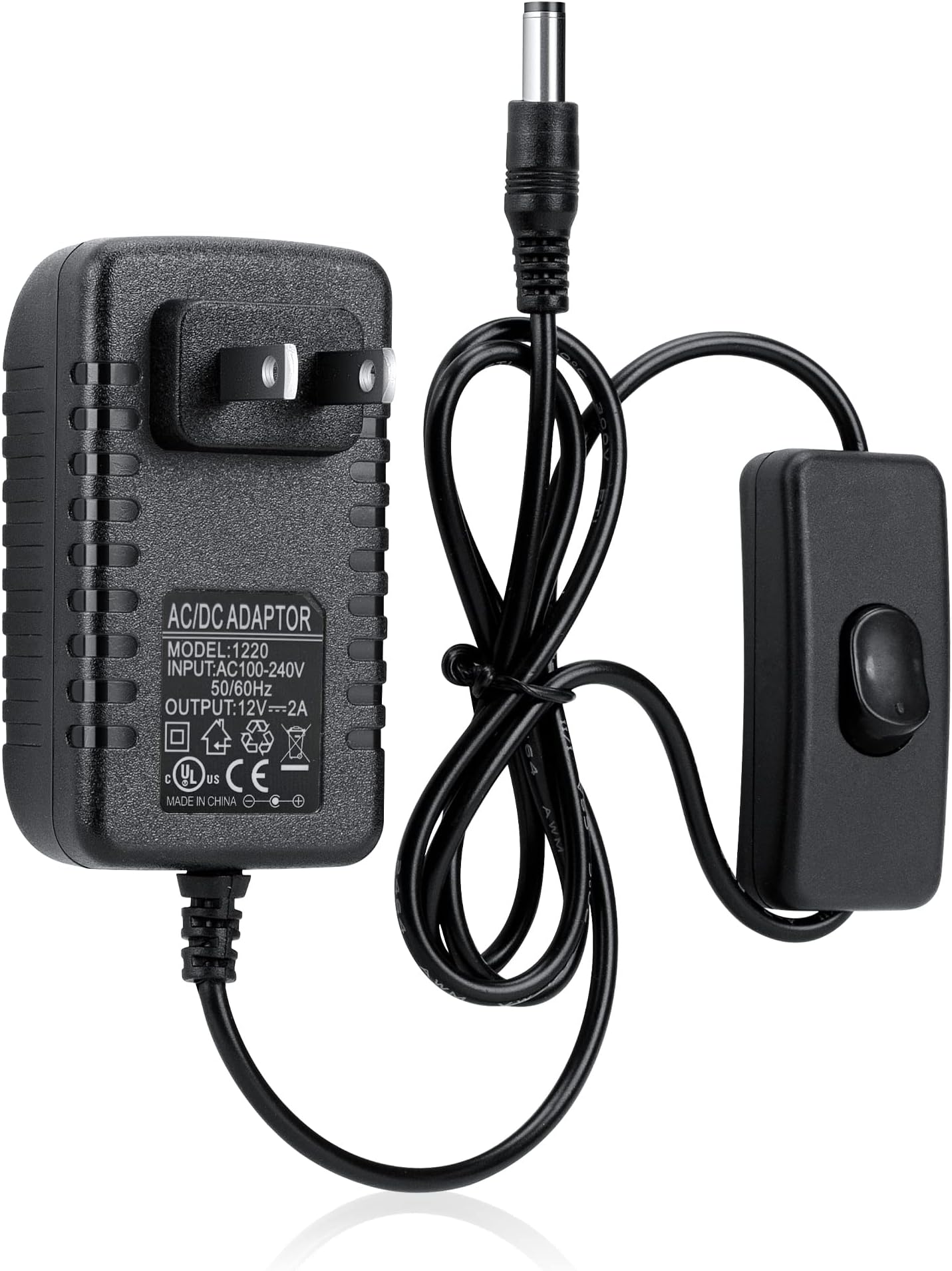 Amazon.com: 12V 2A Power Adapter with Inline on Off 24W Switch Supply ...