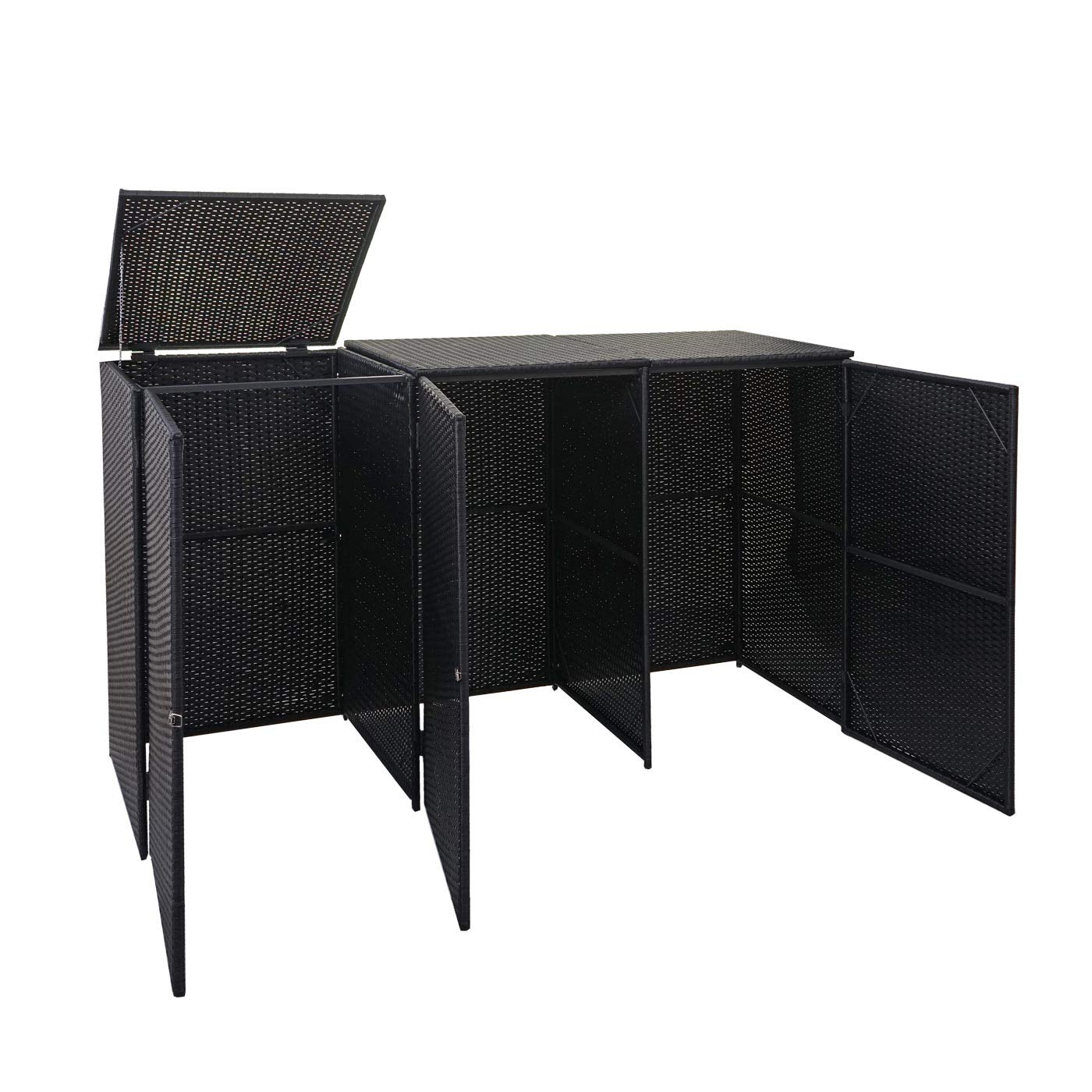 Enveloppement pour 3 poubelles HWC-E25, polyrotin 2x120l - Noir