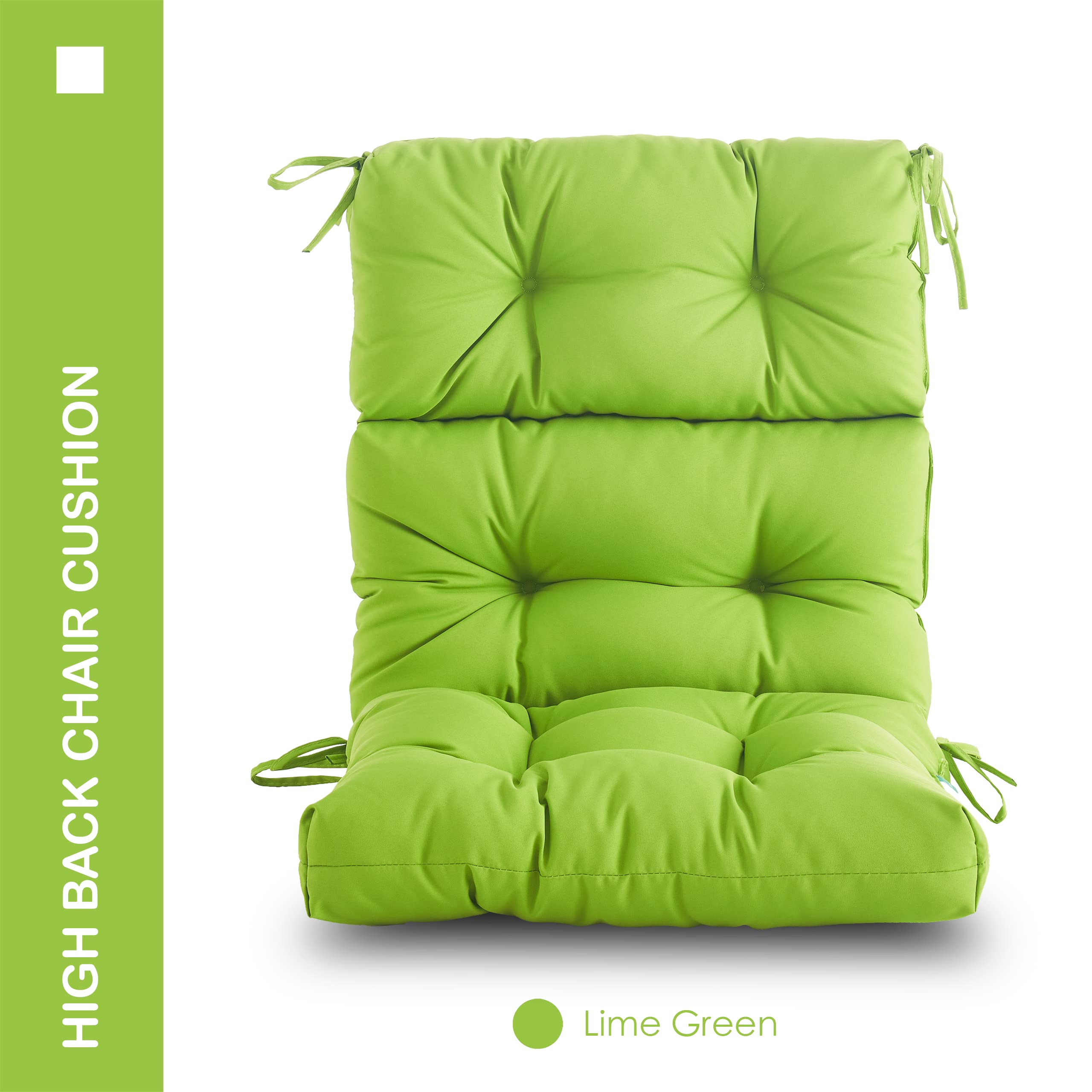 Poduszka na wysokie oparcie na zewnątrz, wodoodporna, wypchana na każdą pogodę, pianka o wysokim odbiciu, poduszka na krzesło, poduszka na siedzenie/oparcie na meble ogrodowe, limonkowa zieleń