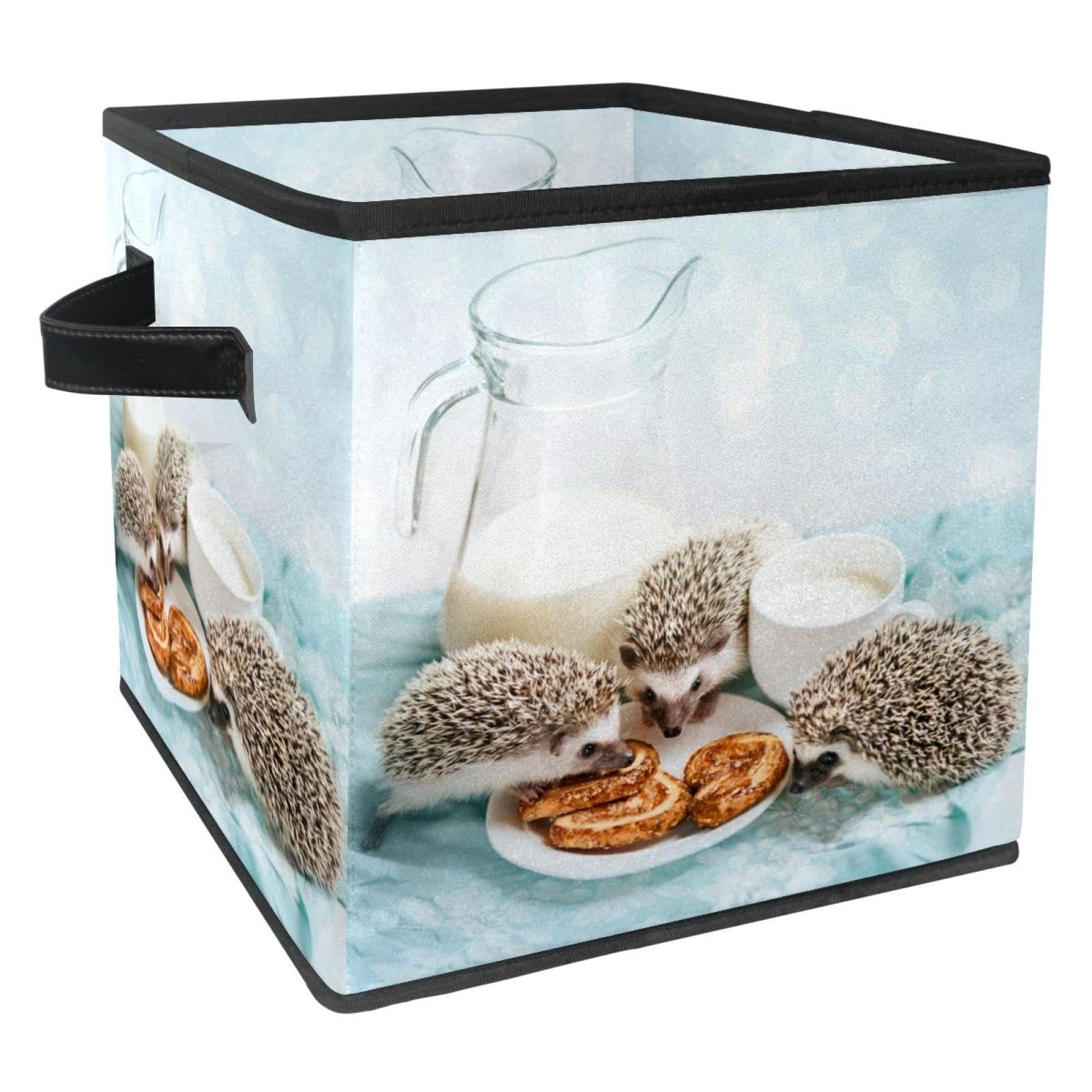 Boîte de rangement pliable en tissu cube hérissons pour placard et chambre