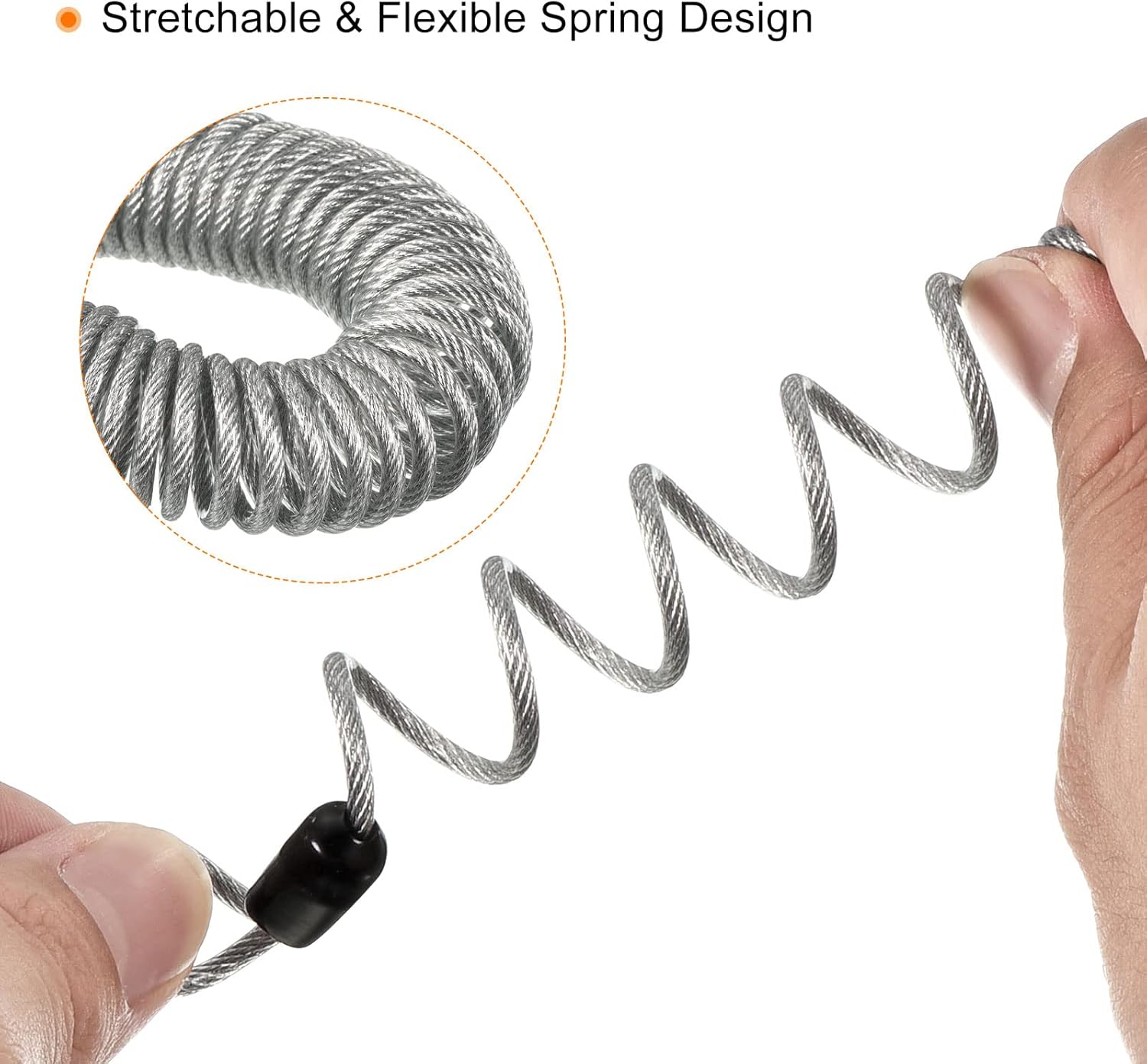 Security Steel Cable 2.5mm x 1m/3.28ft Coated Spring Luggage Lock Wire Rope with Double Loop Transparent