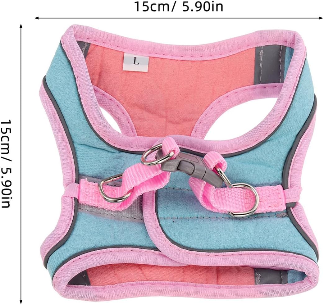 FRCOLOR Adjustable Reflective Suede Pet Harness and Long Leash Set, Escape-Proof Vest Type for Cats and Puppies, Medium Size Pink and Green for Outdoor Walking