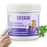 HICC Pet Teeth Cleaning Wipes for Dogs & Cats, Vet-Recommended Remove Bad Breath & Plaque & Tartar Buildup Dog Finger Toothbrush Wipes, No-Rinse Dog Tooth Brushing Kit Gentle Cleansing & Gum Care