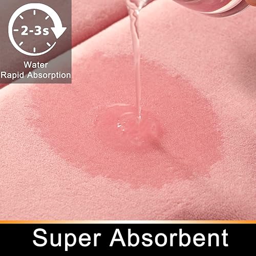 Miniatura 4 de Tapete de baño de espuma viscoelástica, color rosa, antideslizante, súper absorbente, de secado rápido, lavable a máquina, tapete de baño ultra