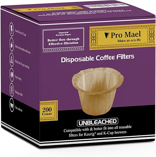 Miniatura 14 de Pro Mael Filtros desechables de taza K, papel de filtro de café para cafeteras Keurig de una sola porción 1.0 y 2.0, uso con cápsulas K Cup Natural