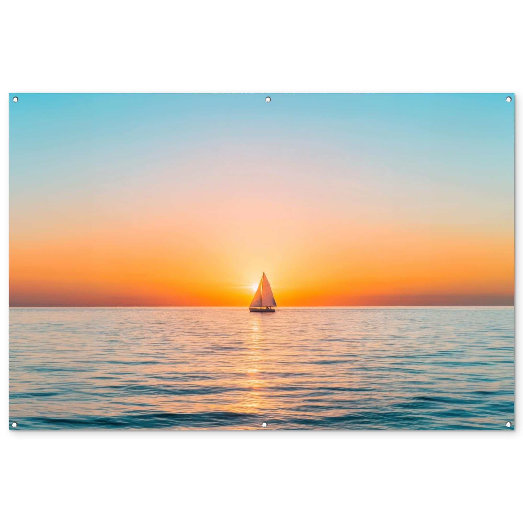 MuchoWow© Garden Poster 70"x47" / 180x120 cm Outdoor Wall Decor Art Posters Decorations For Gardens Balcony Accessories Outside Decoration Sea - Sailboat - Sunset