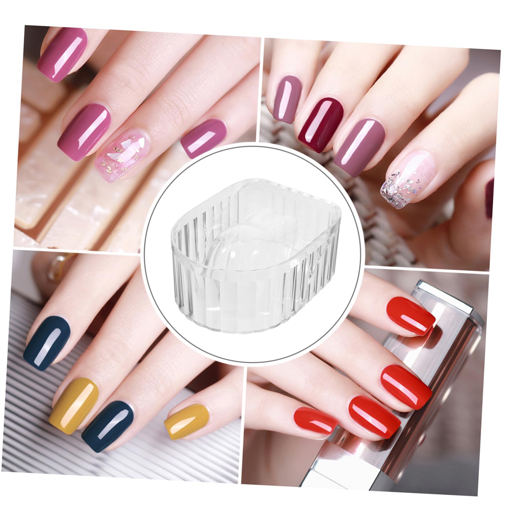 5 pezzi Ciotola per Ammollo Unghie in Acrilico Trasparente Manicure Spa Rimuovi e Semipermanente Bacinella Ergonomica per Salone e Domestico