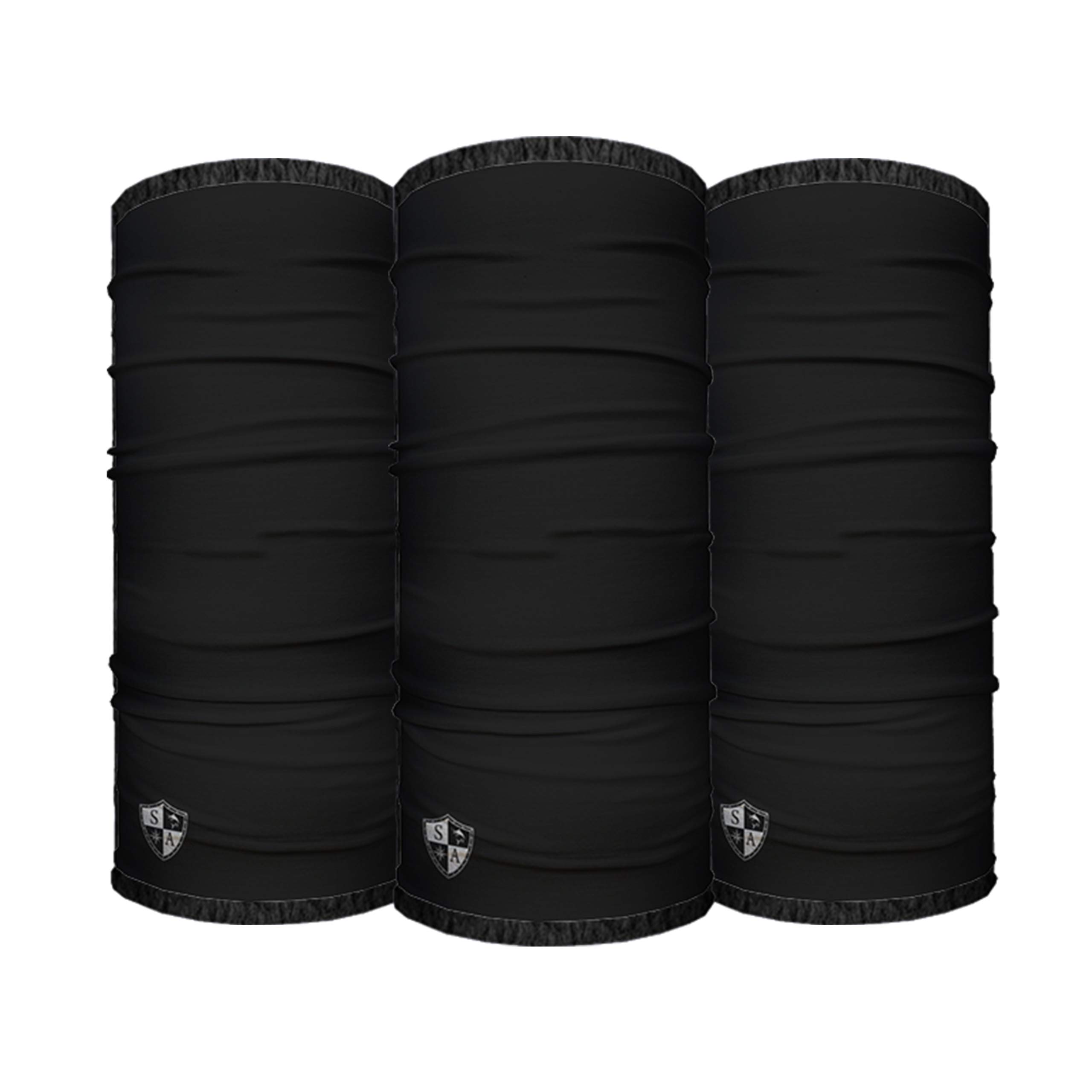 S A Frost Tech Fleece Face Shield 3 Pack for Men and Women - Seamless Fleece-Sewn Inner Lining One Size black