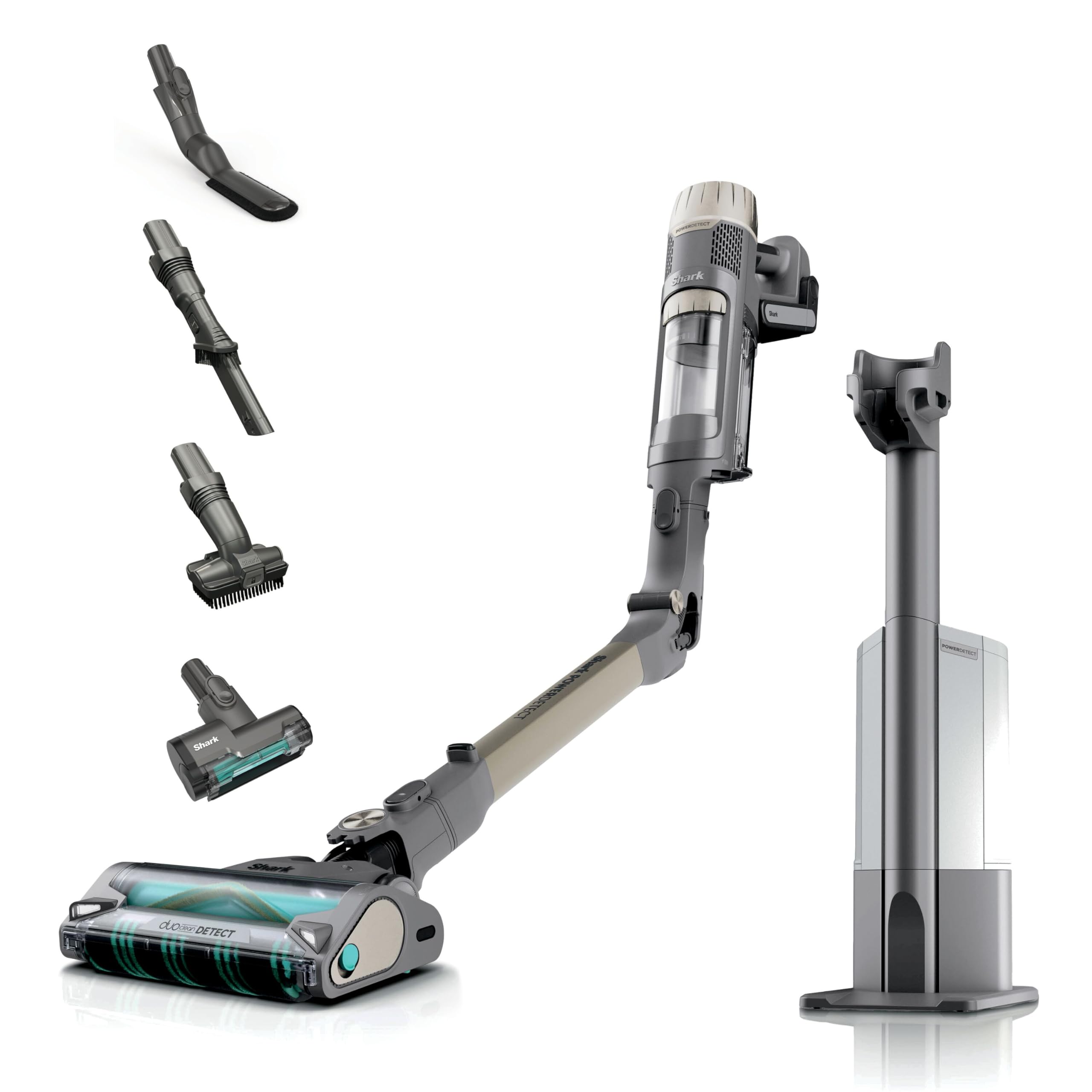 Shark PowerDetect Clean & Empty Akku-Staubsauger – Tierhaare, Selbstentleerende Basis 45 Tage – Javagrau