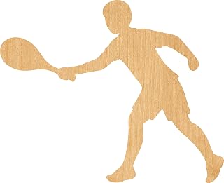 Tennis Player Laser Cut Out Wood Shape Craft Supply - 4 Inch