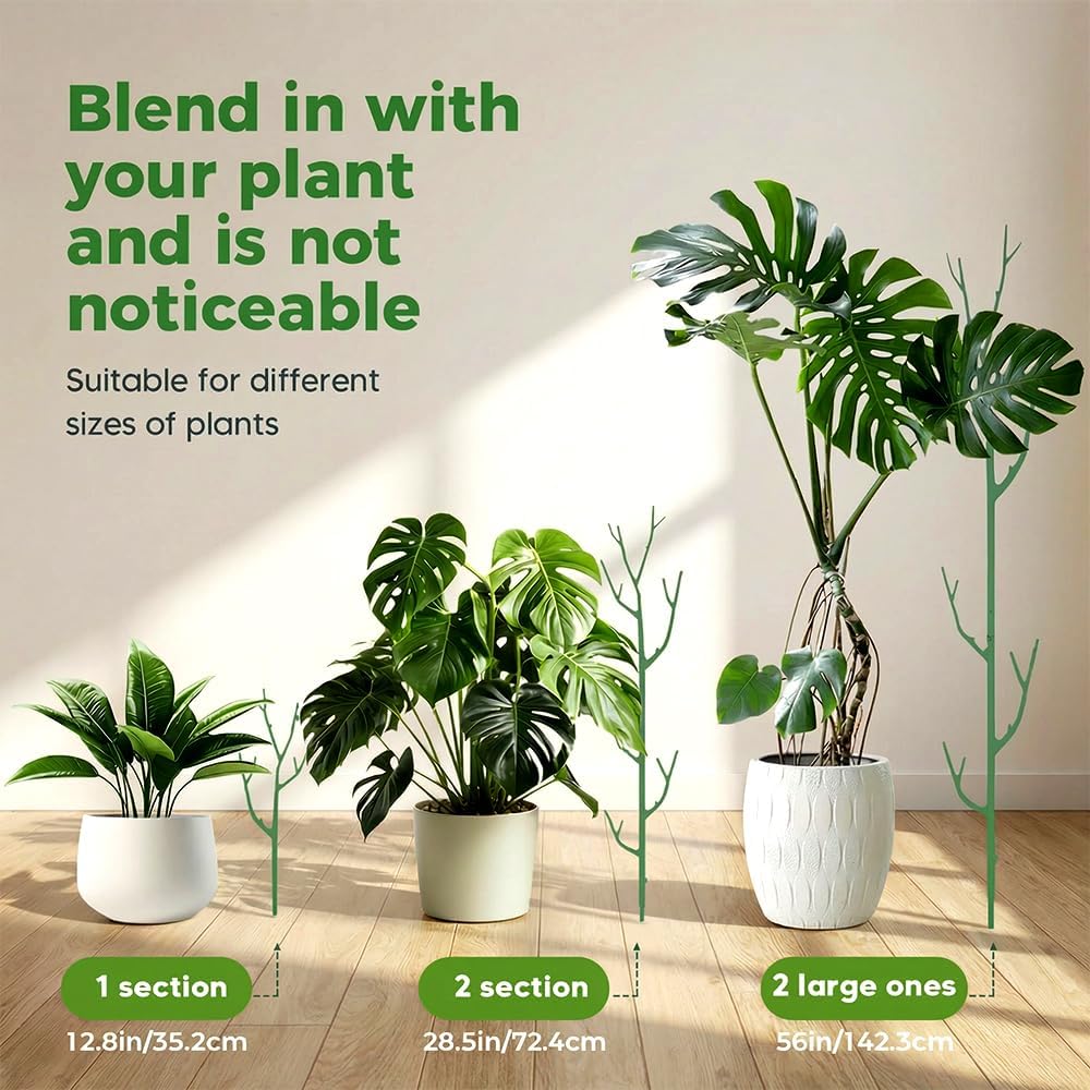 6 Pack Stackable Monstera Plant Support Stakes, Garden Plant Stakes for Indoor and Outdoor Plants, Moss Poles Holder Stick Monstera Plant Stem Supports Structures for Climbing Potted Plants (6 Pack)