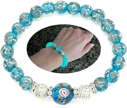 Miniatura 67 de ARTSY Crafts - Pulsera de cuentas de luciérnaga que brillan en la oscuridad para mujer, cuentas de vidrio luminosas, pulseras de cuentas de cristal