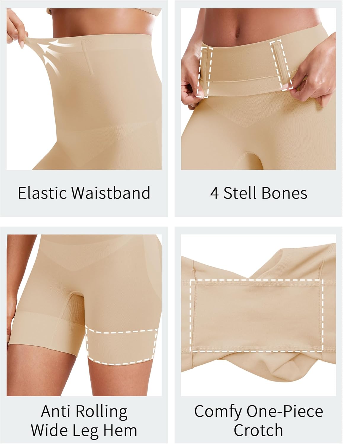No-Roll Tummy Control Shapewear - High Waist Body Shaper Shorts Thigh Slimmer Shapewear Under Dress - Image 3