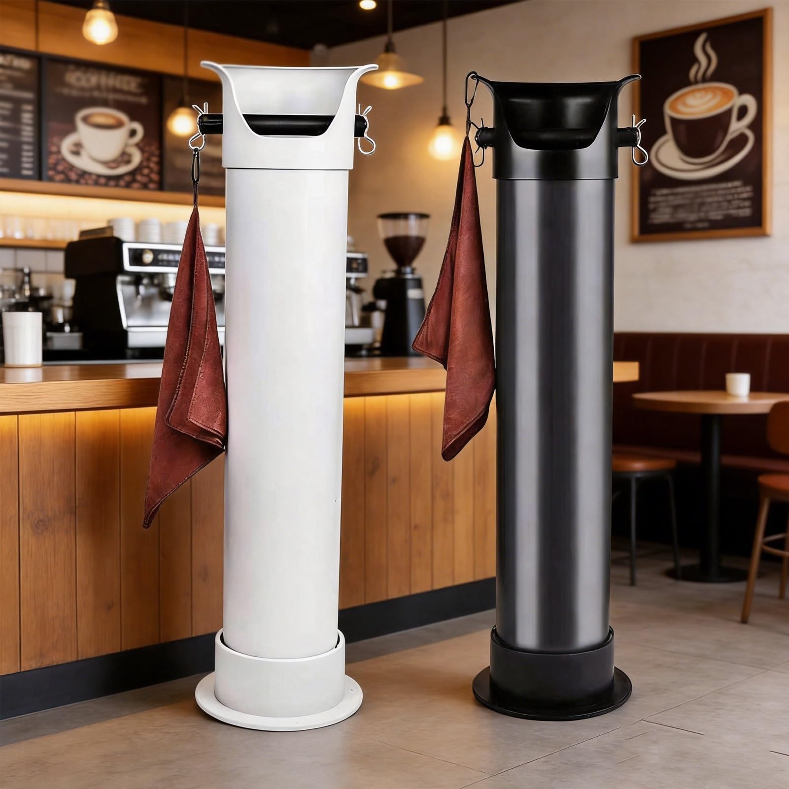 Stojące Na Podłodze Pudełko Na Kawę Espresso, Wiaderko Na Fusy Z Ręcznikiem I 25 Torebkami, Pojemnik Na Mieloną Kawę Ze Zdejmowaną Pokrywką, Do Domu Biurowego | [](Color 1)
