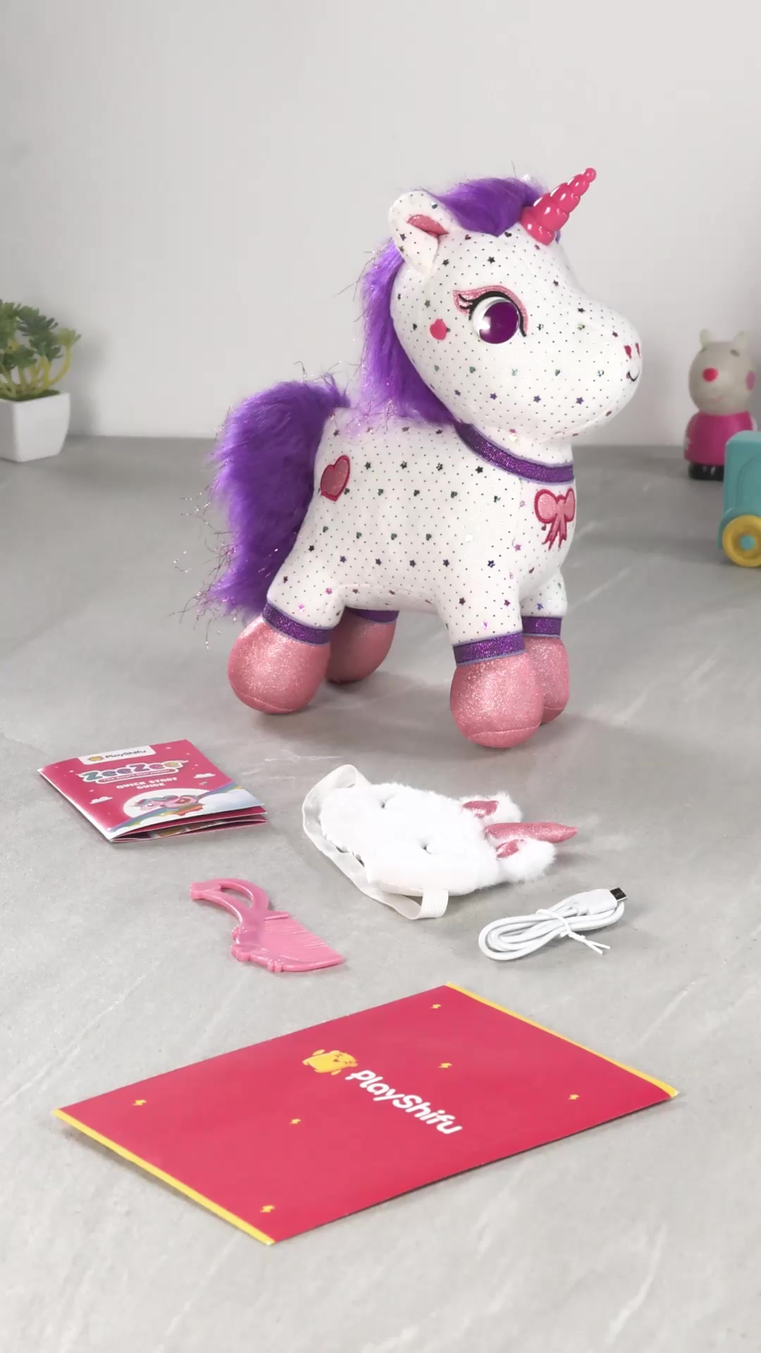 ZeeZee Unicorno Parlante - Peluche Interattivo Con Storie, Musica E Giochi Per Bambini 3-6 Anni