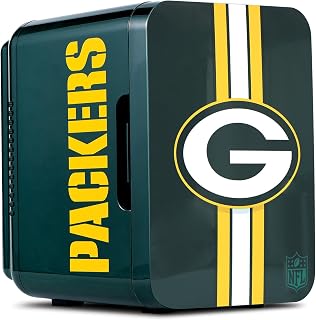 Ukonic NFL Green Bay Packers 6-Can Mini Fridge – 4L Thermoelectric Cooler, AC/DC Powered, Portable, Team Logo, for Home, Car, Tailgates & Travel