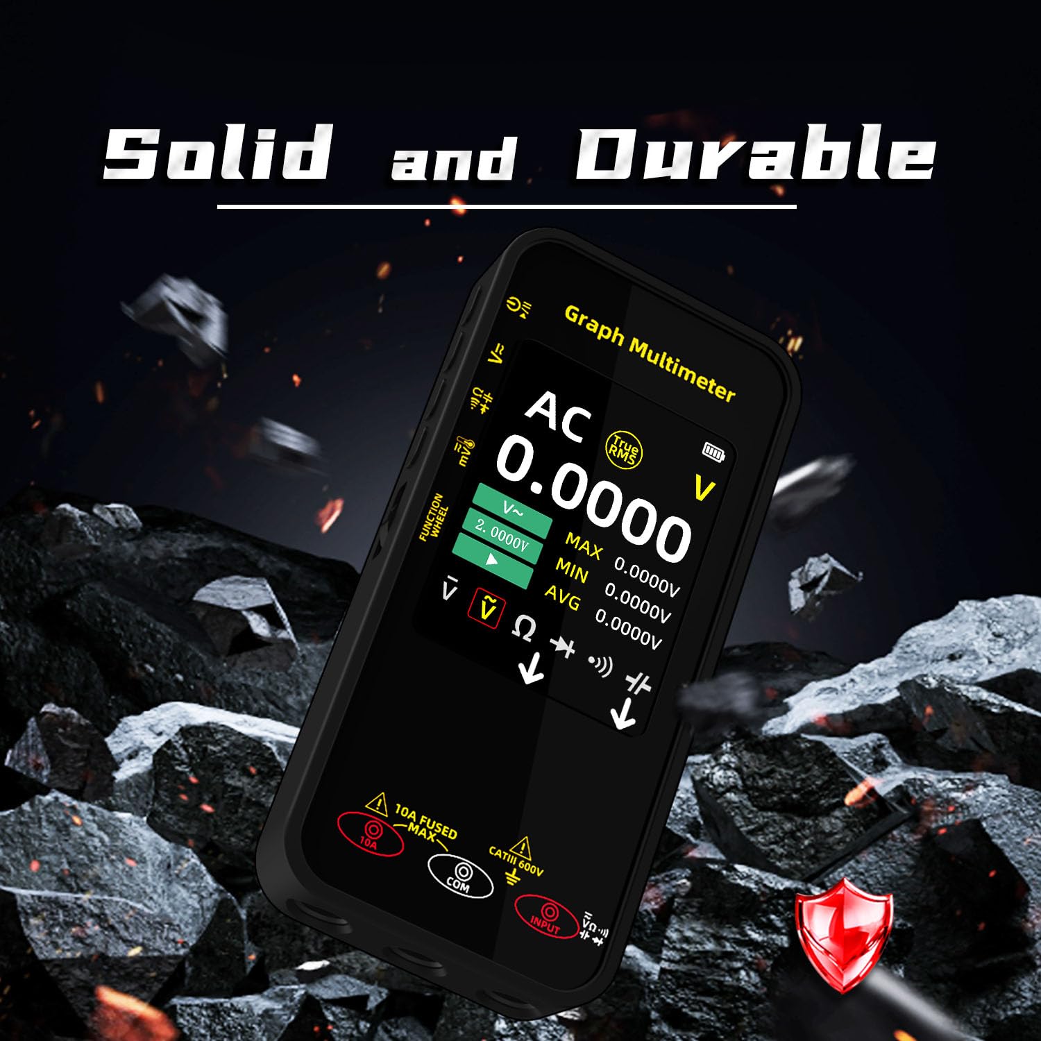 BSIDE S500 Digital Multimeter 20000 Counts Grafisches Multimeter TRMS 1000V 10A mit Auto-Rotate Farbdisplay, Taschenmultimeter für Strom Spannung Millivolt AC Peak Kapazität Temperatur Messen