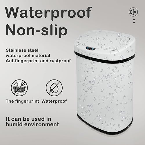 Miniatura 4 de Basurero de cocina automático de 13 galones con tapa y sensor de movimiento para cocina, oficina, dormitorio, baño, sala de estar, papelera
