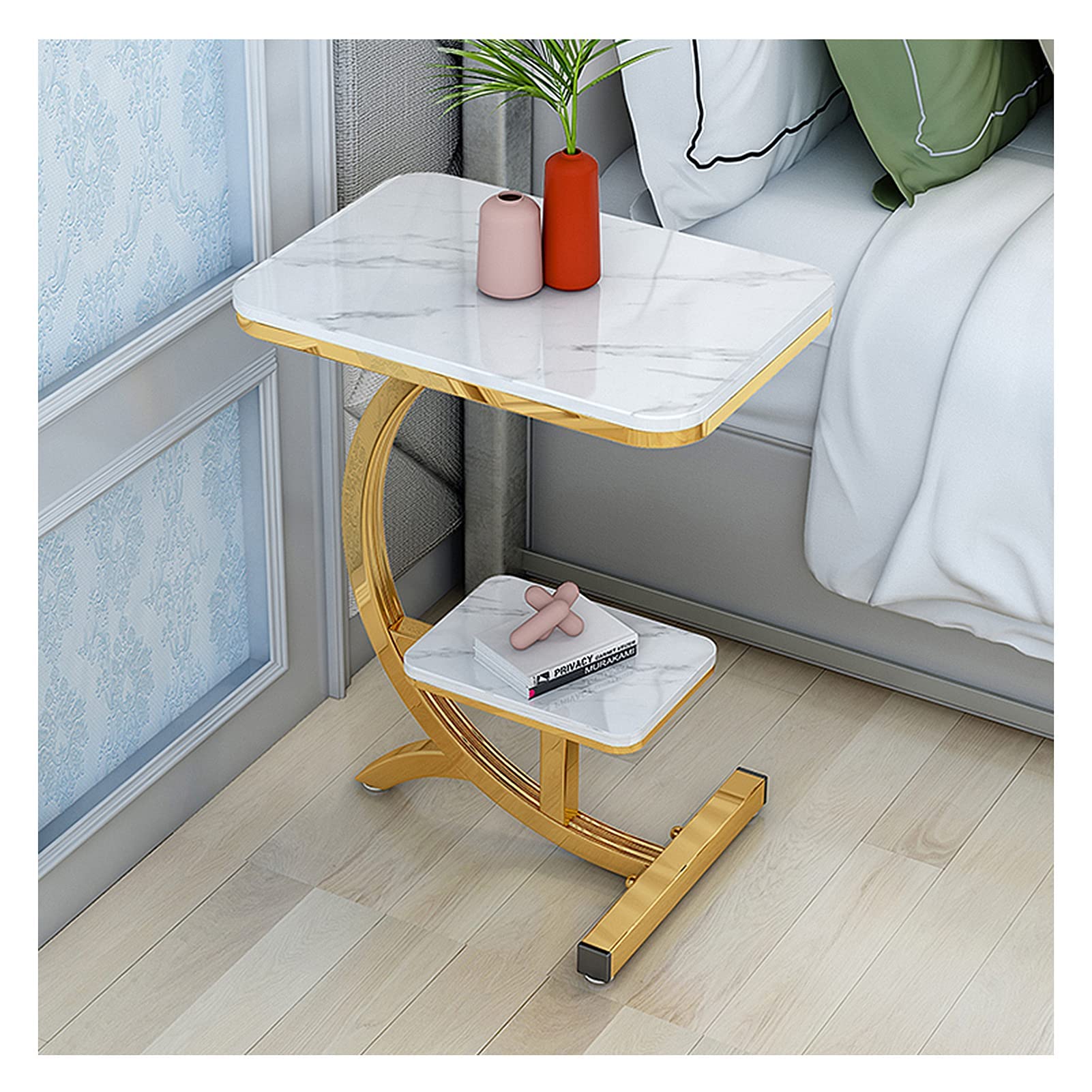 Table basse ronde carrée en forme de C pour petit espace de bureau