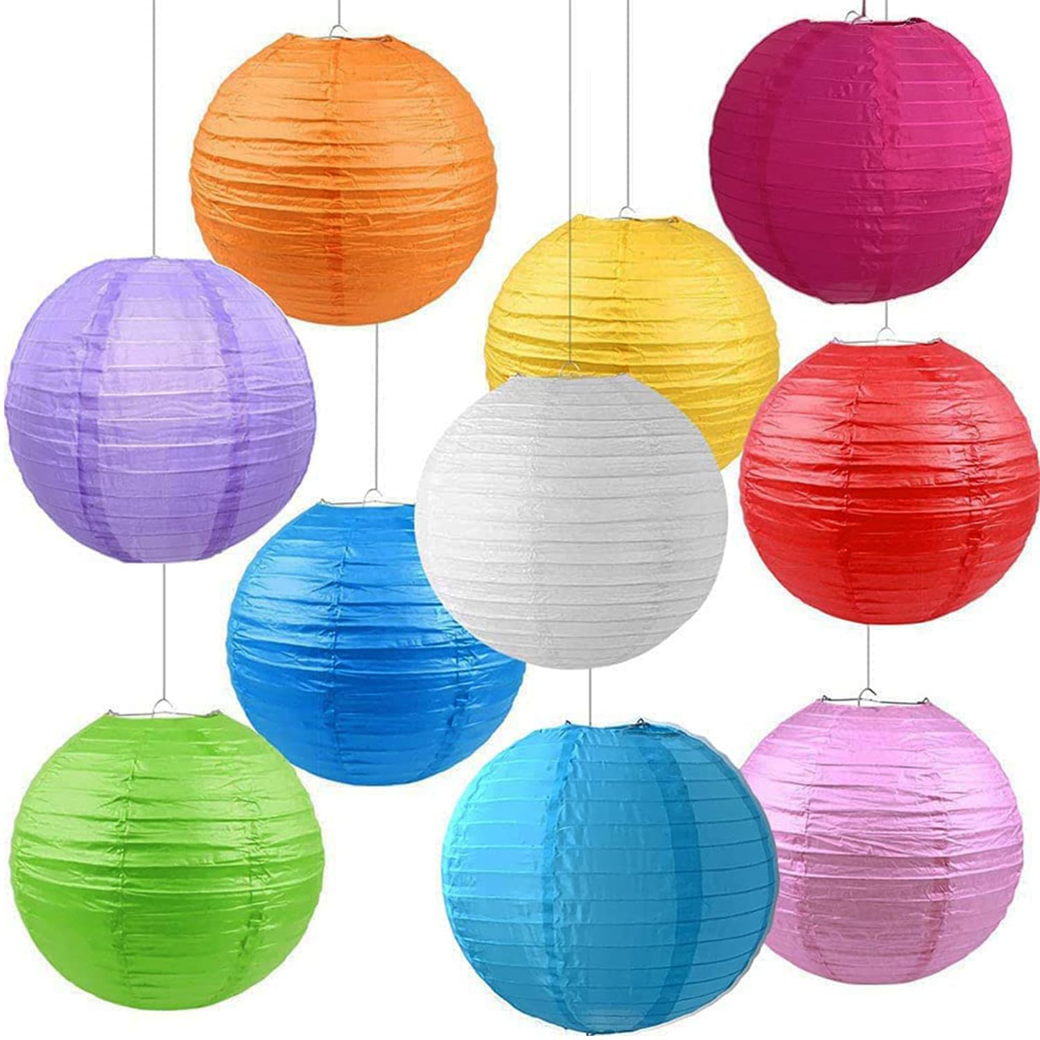 10 Pezzi Lanterne Di Carta, Lanterna Di Carta Pieghevole, Lanterne Cinesi, Lanterna Rotonda, 10 Colori, Decorazioni per Feste, Giardino, Celebrazioni, Matrimoni (25 cm)