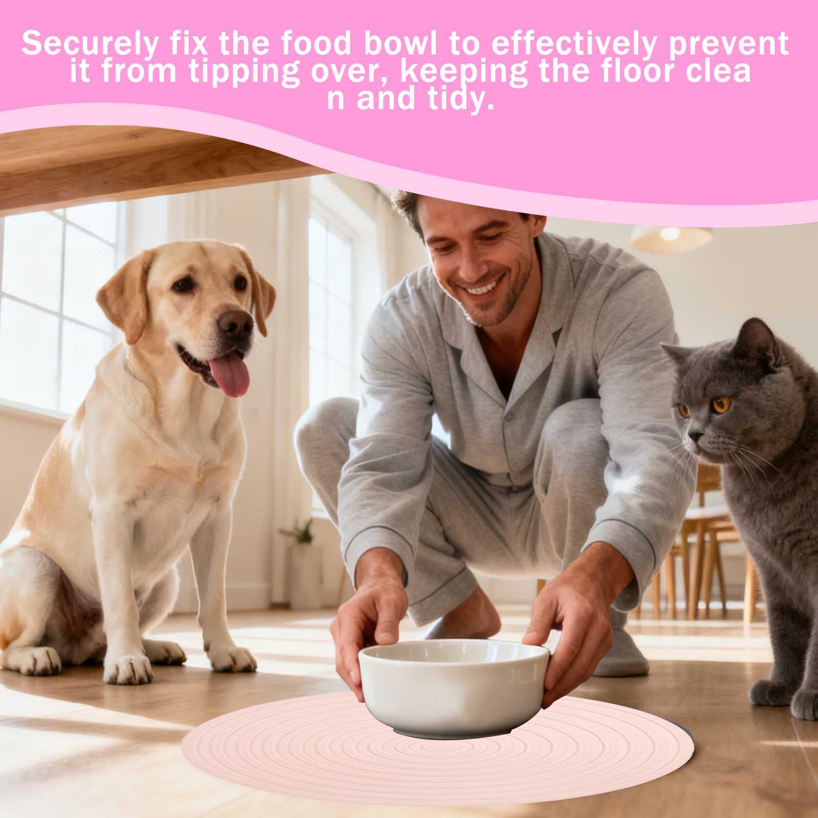 Tappetino silicone ciotola gatto 3 pezzi 2x16cm 1x18cm tappetino antiscivolo impermeabile per ciotole animali domestici facile da pulire uso interno esterno cucina campeggio