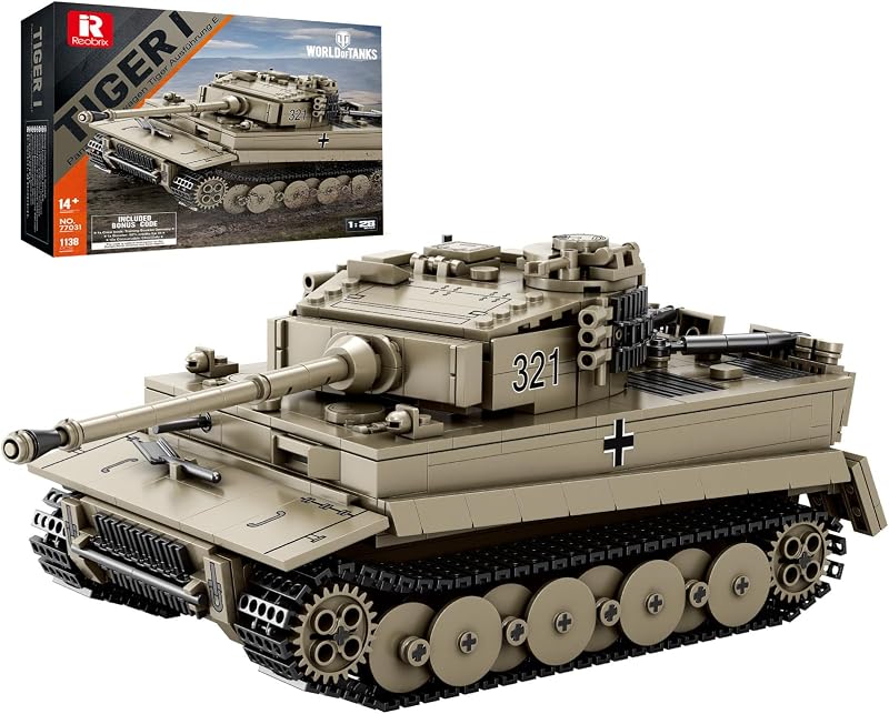 Reobrix Tiger I Tank Building Block Set WW2 Military German Tank Model Toys | World of Tanks Authorized Products 77031,Army Toys Building Kit,Ideal Gift for Boys Age 14+,1138 PCS