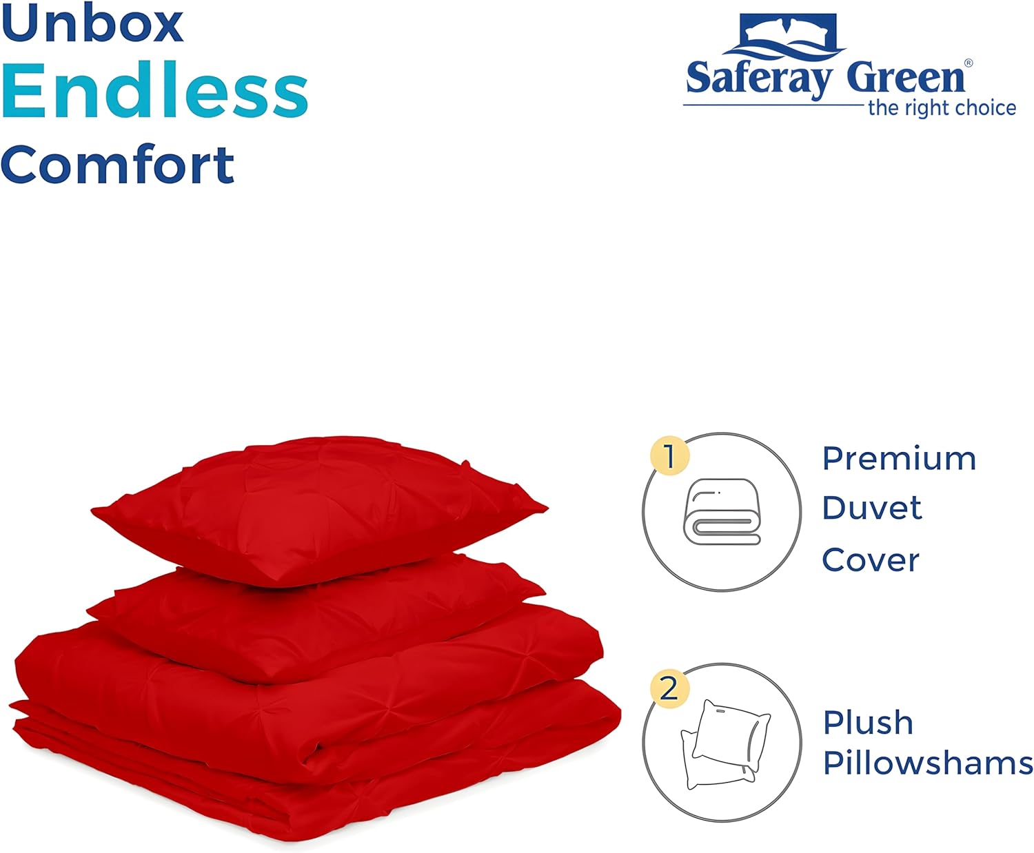 800 Thread Count Pinch Pleated Duvet Cover Set 100% Organic Cotton Soft & Cozy with Zipper Closure & Corner Ties Pintuck Tufted Pattern 1 Duvet Cover 2 Pillow Shams (Red, Queen/Full)