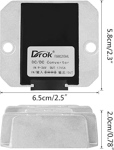 Miniatura 9 de DROK Boost Buck Convertidor de 9V-36V a 12V 3A 36W carcasa de aluminio impermeable auto elevador regulador de voltaje 12V V Transformador de voltios