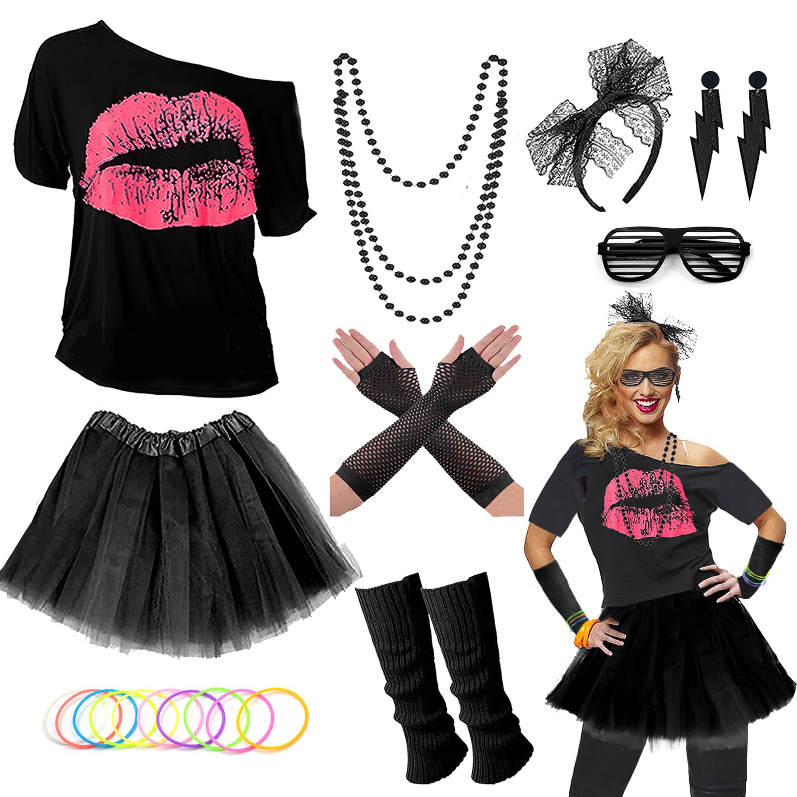 RonFoxi Upgraded 80s Outfit Costume for Women