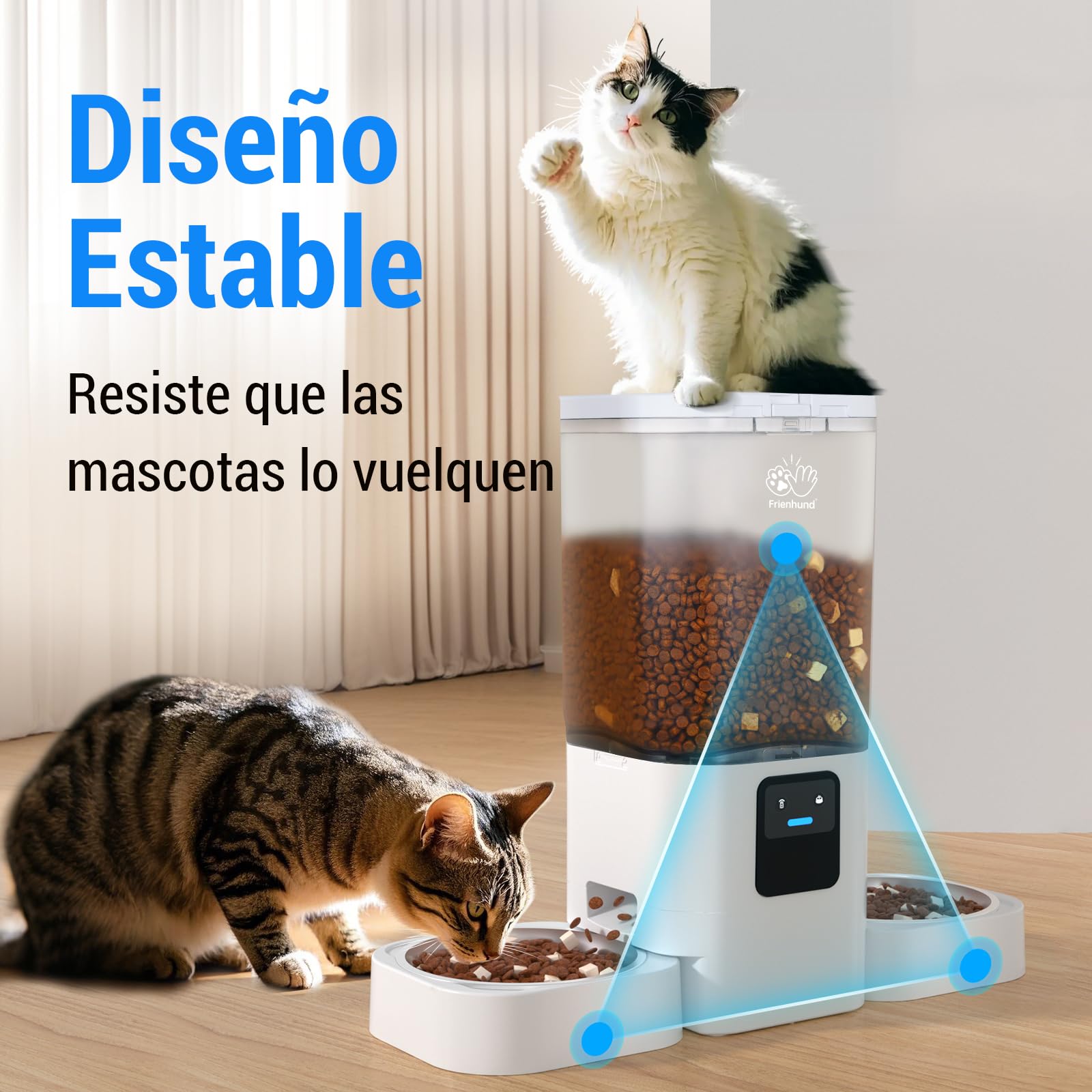 Doble Comedero Gato Automatico Wifi: 7L Dispensador Comida Gatos con Alimentación Lenta y Control por Aplicación, Comedero Perro Automatico con Alexa para Varias Mascotas, Desmontable para su limpieza