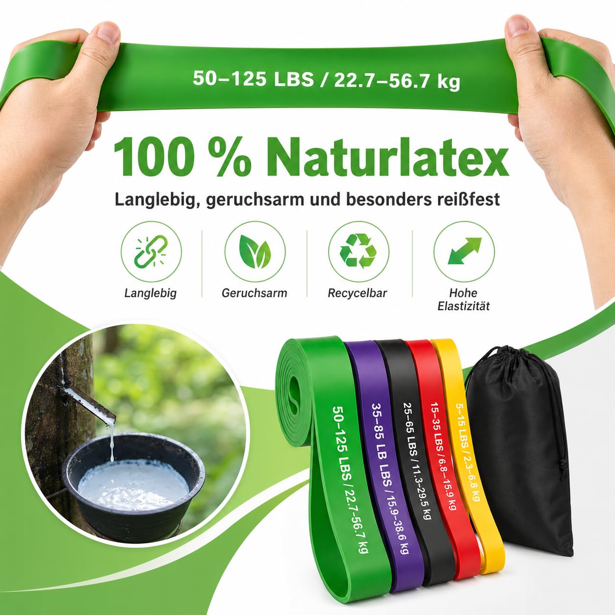 Lot de 12 bandes de résistance pour entraînement de musculation avec ancrage de porte et poignées - Bandes de fitness et de gymnastique pour physiothérapie, yoga, pilates, tractions - Pour homme et