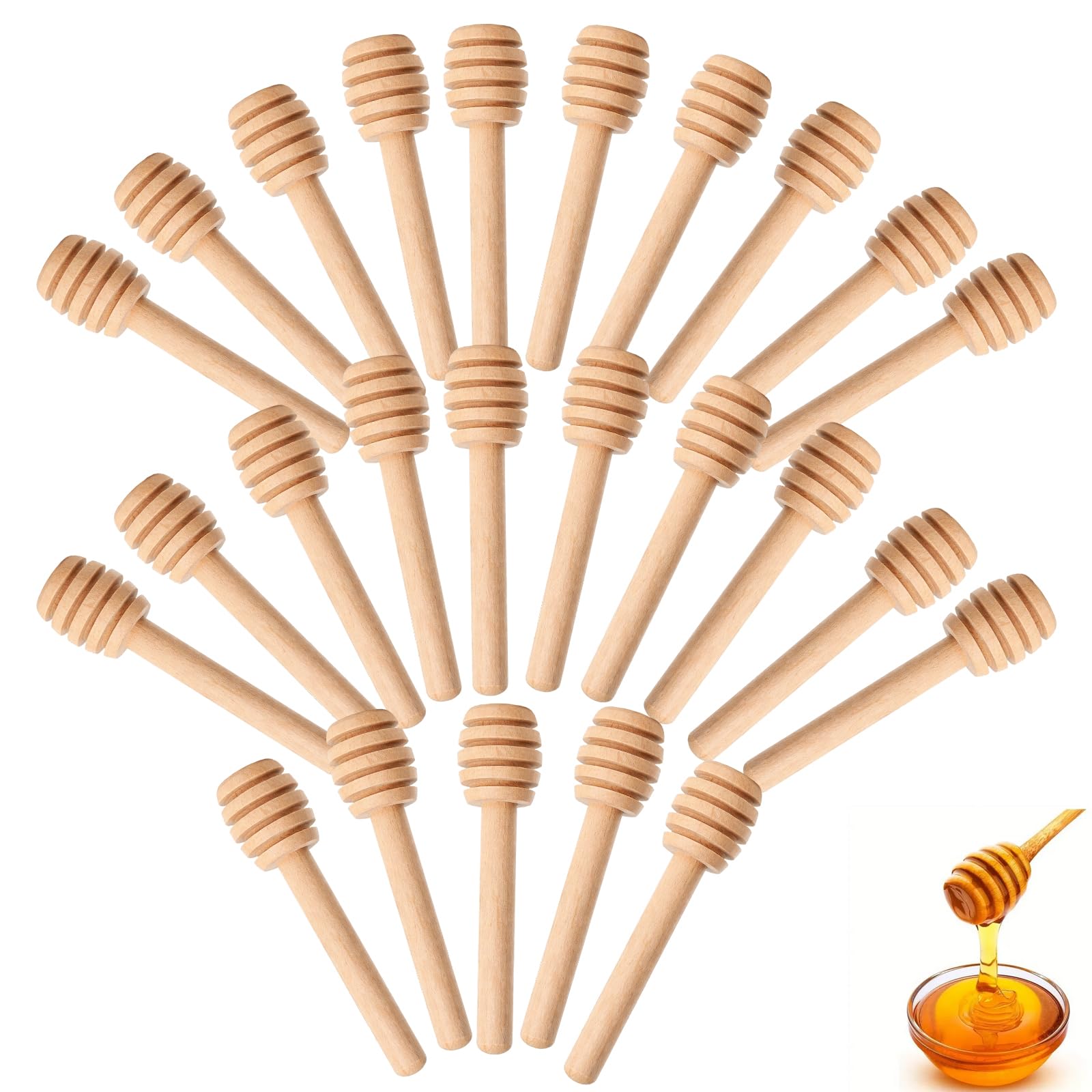 25PCS Wooden Honey Sticks, 8cm Honey Stirrer, Honeycomb Spoons Sticks for Drizzling Honey Jam Honey, Blended Honey Collecting and Stirring for Kitchen Use Party Favors Gift
