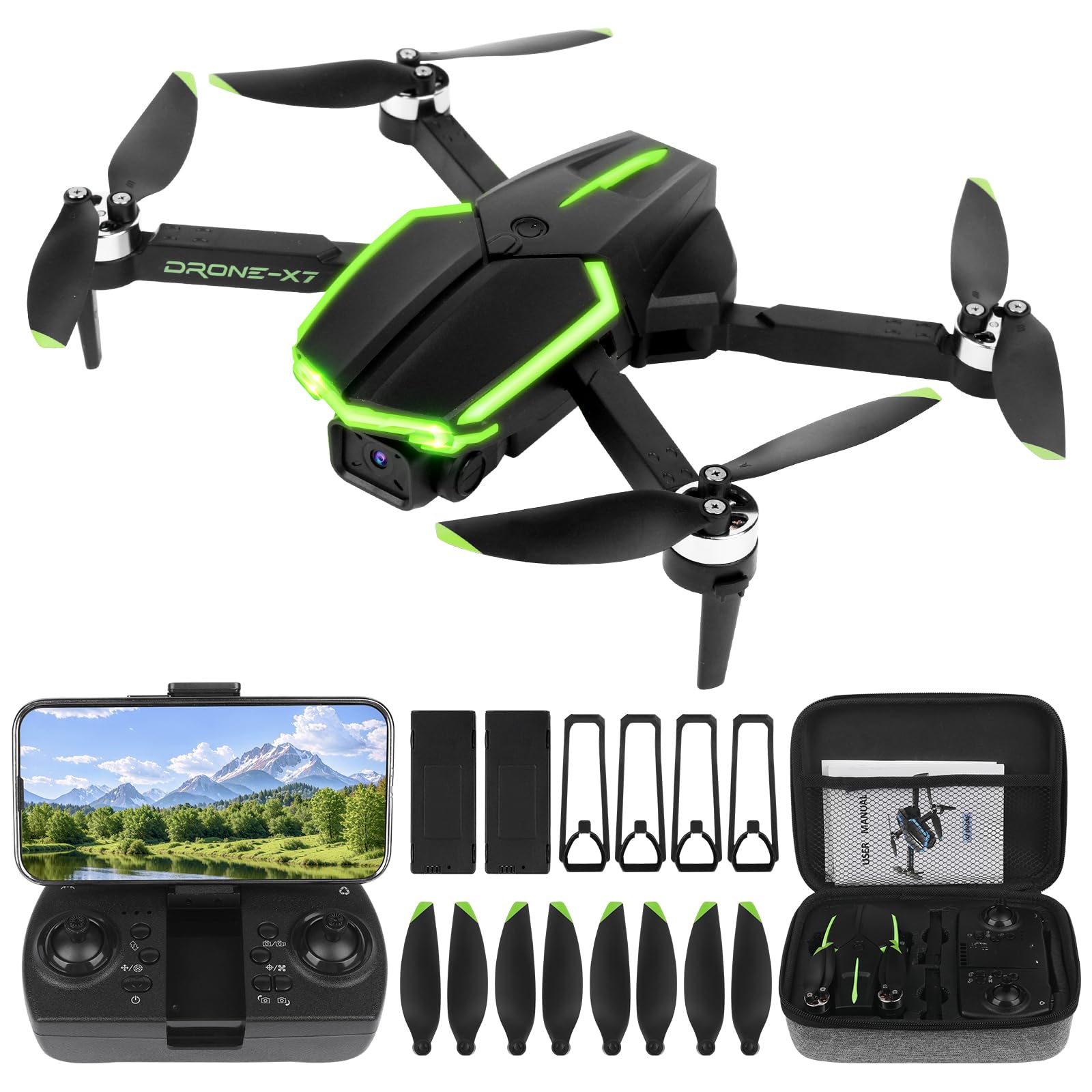 Drone with Camera for Adults, 2 Batteries 33-Min Flight, Optical Flow Positioning, One-Touch Takeoff/Landing, Altitude Hold, rc camera drone,
