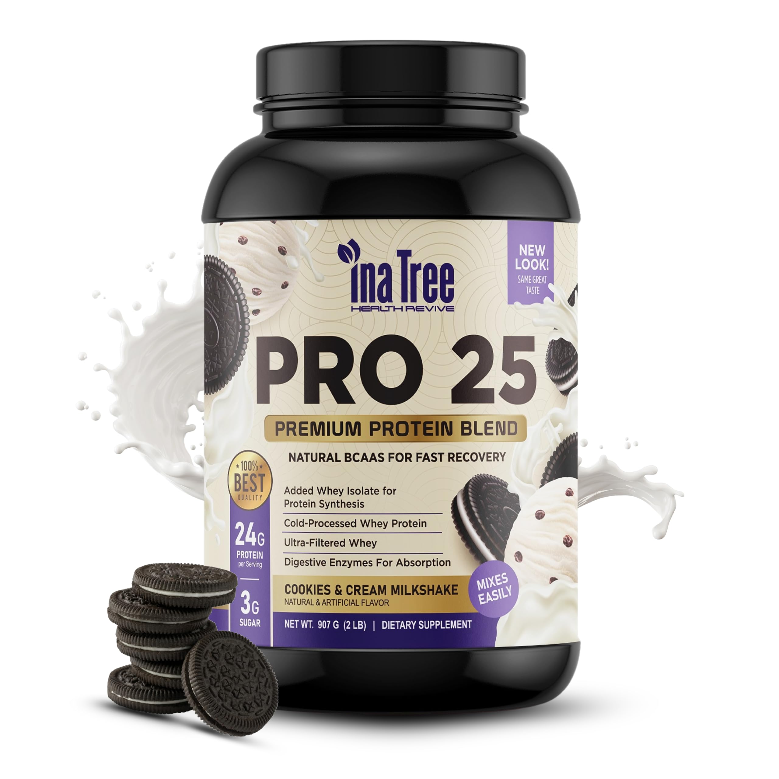 INA TREE HEALTH REVIVE Suplemento proteico de whey, 24 g por porção, 907 g