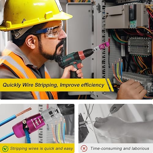 Miniatura 5 de Pelacables para taladro,Herramienta de torsión de alambre 5 en 1 para taladro,Pelacables de taladro para AWG 68101214,Pelacables rápidamente Juego