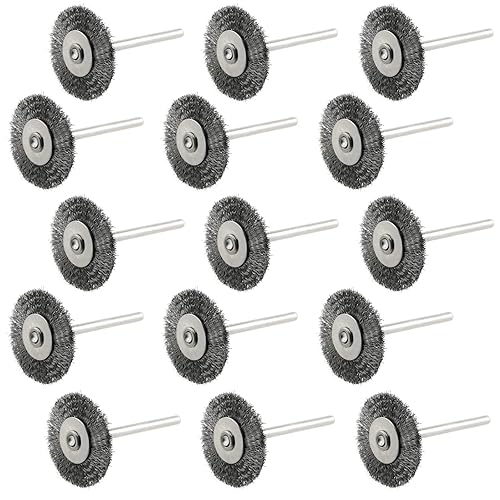 Cepillo de alambre LUORNG 15pcs acero inoxidable 0.984 in cepillo de alambre plano cepillo pulido para Dremel herramienta rotativa