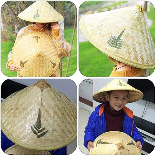 Miniatura 9 de ibasenice Sombrero de bambú de 2 uds. Sombrero de paja y accesorios Mexicano Sombrero de verano Sombrero de paja chino Accesorios de foto Sombrero