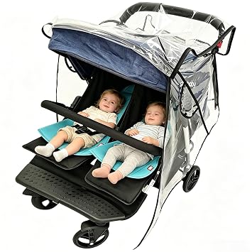 Stroller Rain Cover,Universal Rain Cover for Side by Side Baby Stroller, Double Stroller Cover for Rain and Wind,Baby Outdoor Activities Accessories.