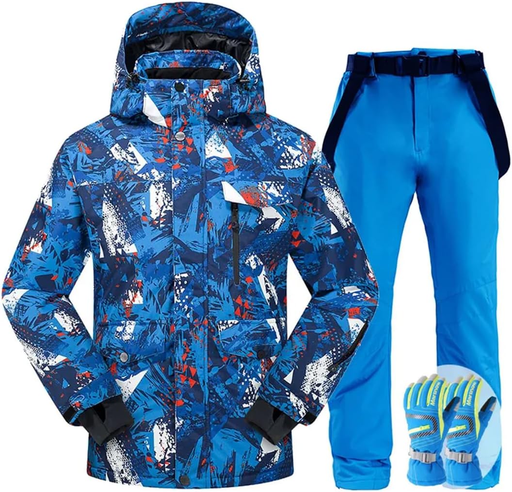 Hcclijo Men Winter Snow Ski Jacket Pants Set Waterproof Windproof Clothes Skiingsnowboarding Suits