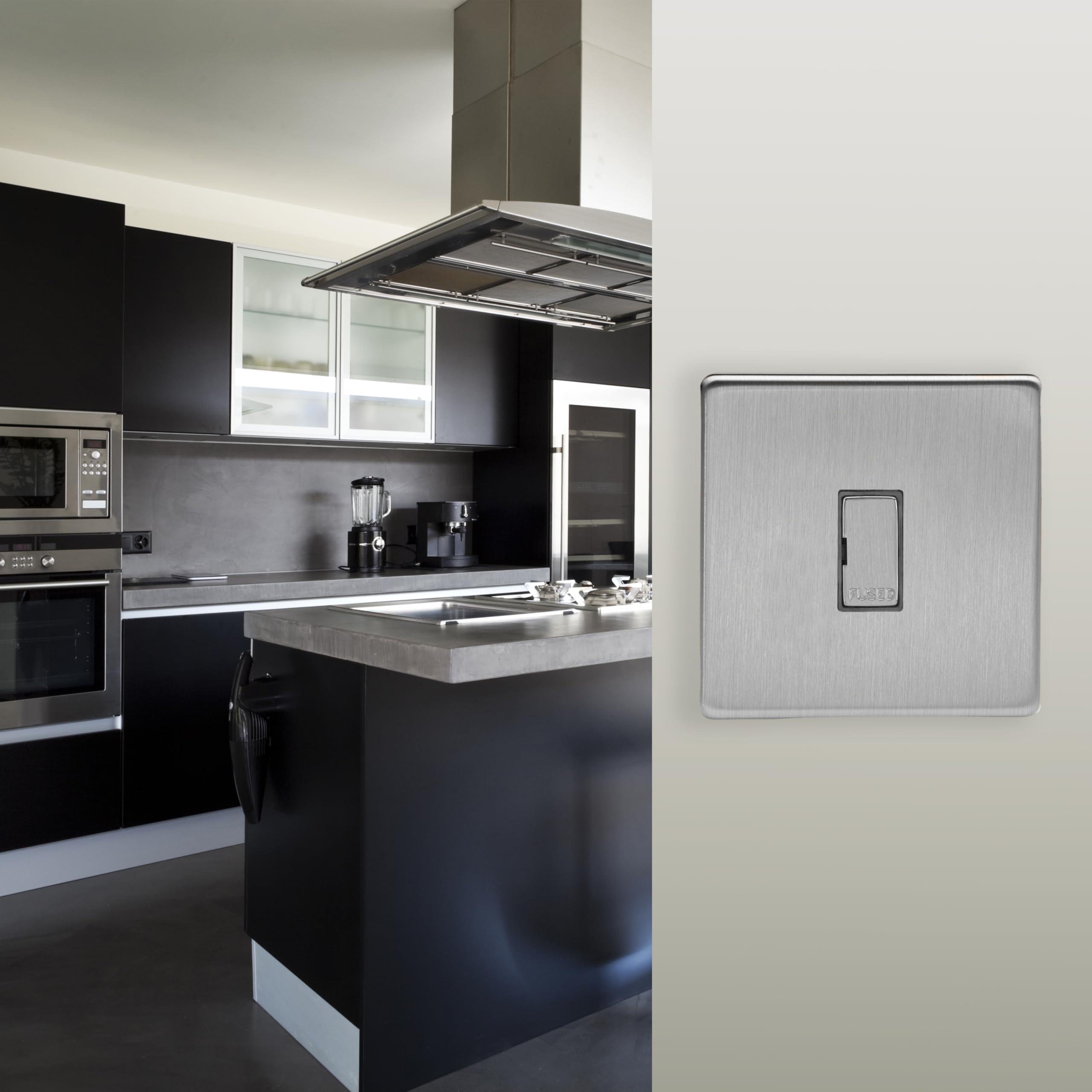 Varilight Unswitched Fused Spur - Screwless Brushed Steel With Brushed Steel Insert, XDS6UDS, 86x86x30mm - Image 2