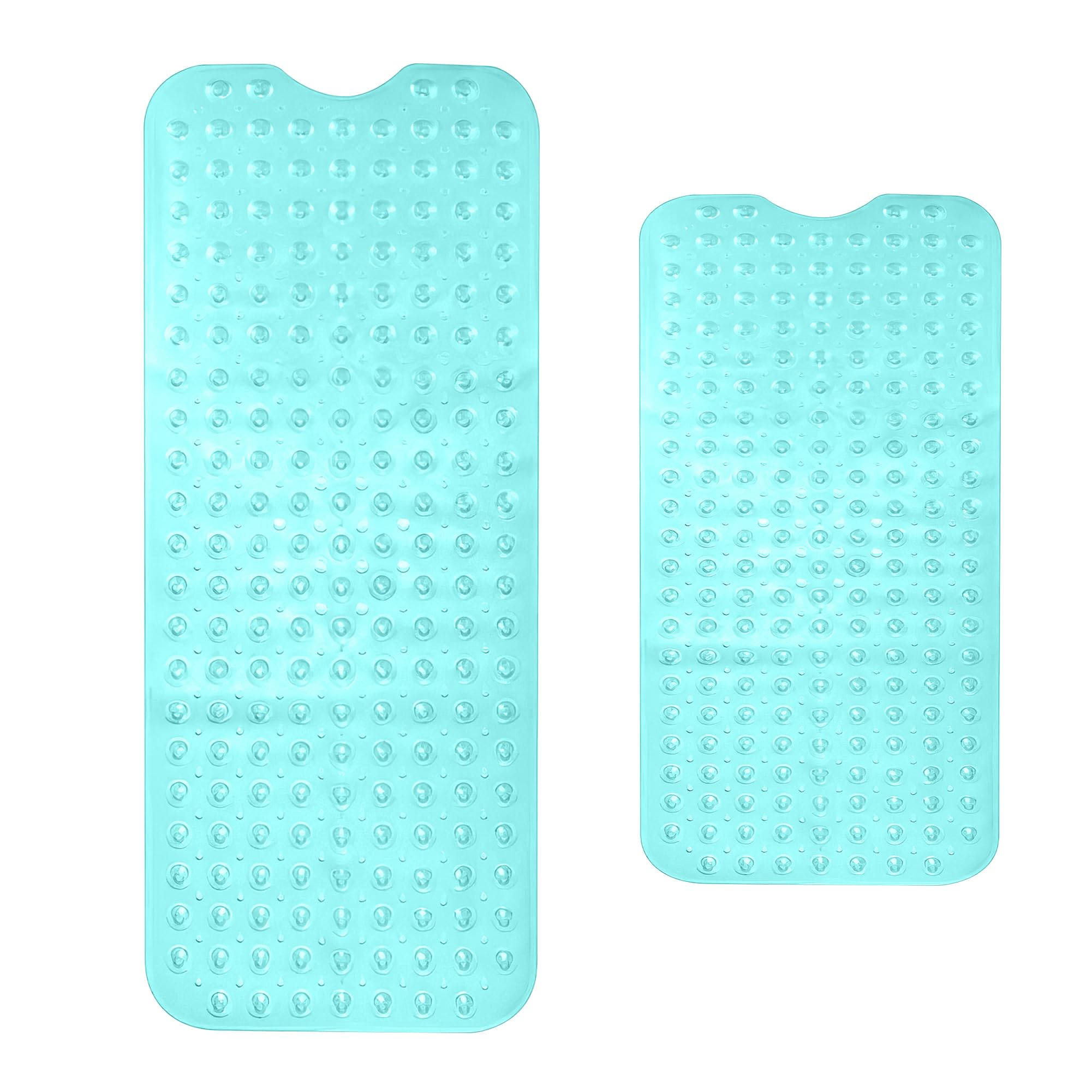 blackhat PLUSMART Shower and Bathtub Mat, 2 Pcs (70 * 40cm + 88 * 40cm) Long Floor Mats with Suction Cups and Drainage Holes, Machine Washable and Soft on Feet, Bathroom and Spa Accessories (Green)