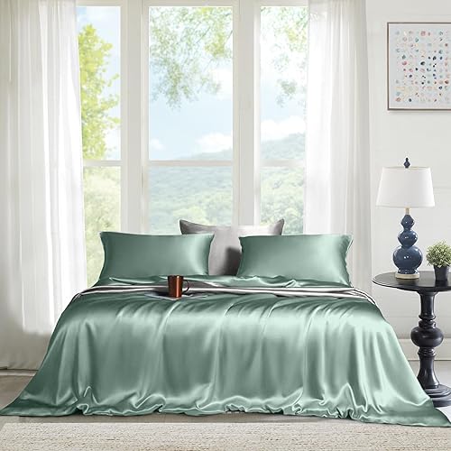 Vista 95 de Juego de sábanas de 4 piezas tamaño King - Cómodas sábanas transpirables y refrescantes - Sábanas de lujo para hotel - Bolsillos profundos de 16