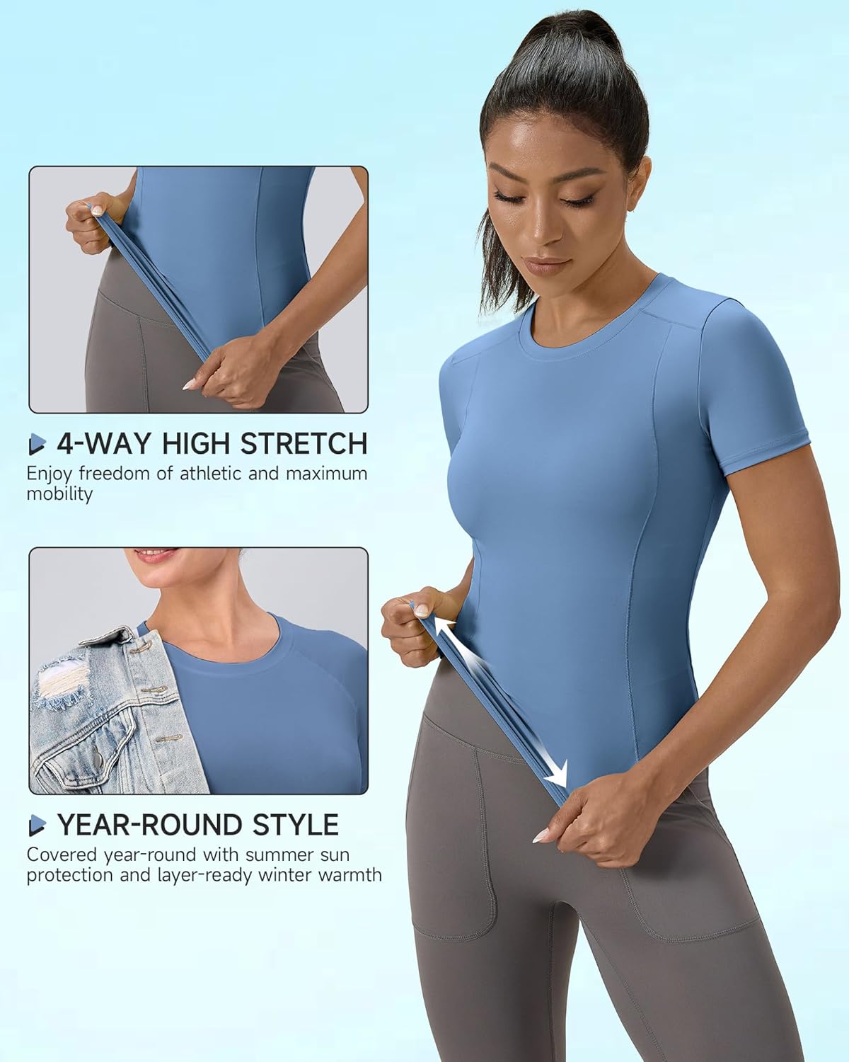 SPVISE Short Sleeve Workout Tops for Women Slim Fitted Athletic Shirt Compression Tee Dry Fit Yoga Gym Tshirt Comfy Basic Top - Image 7