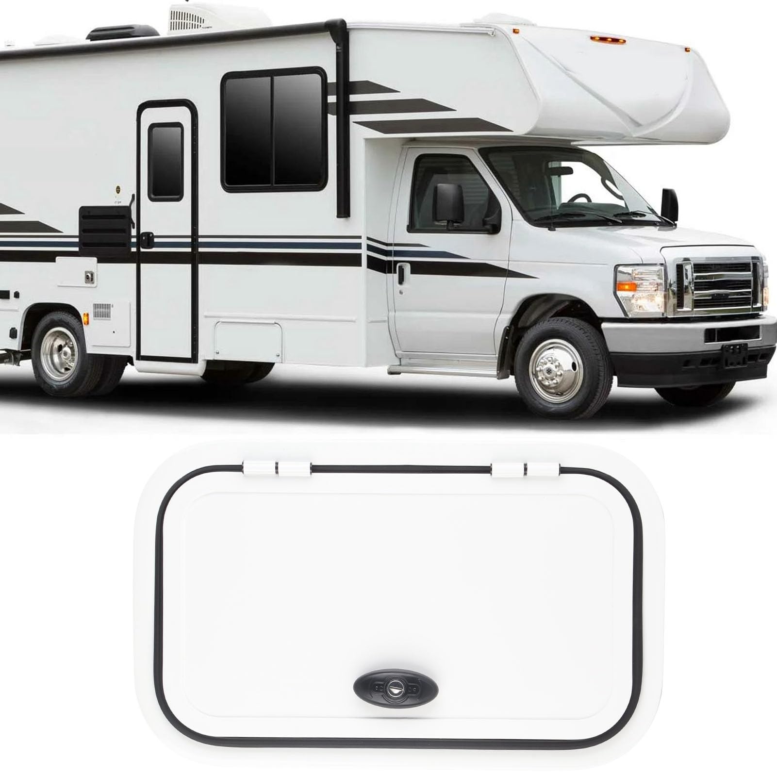 Rangement pour Camping-car Robuste 500 X 300 Mm avec Coins Arrondis avec Serrure Plate à Pression et clé pour Porte à Bagages RV Porte à Bagages RV H500 W300 Mm Coin Arrondi Une