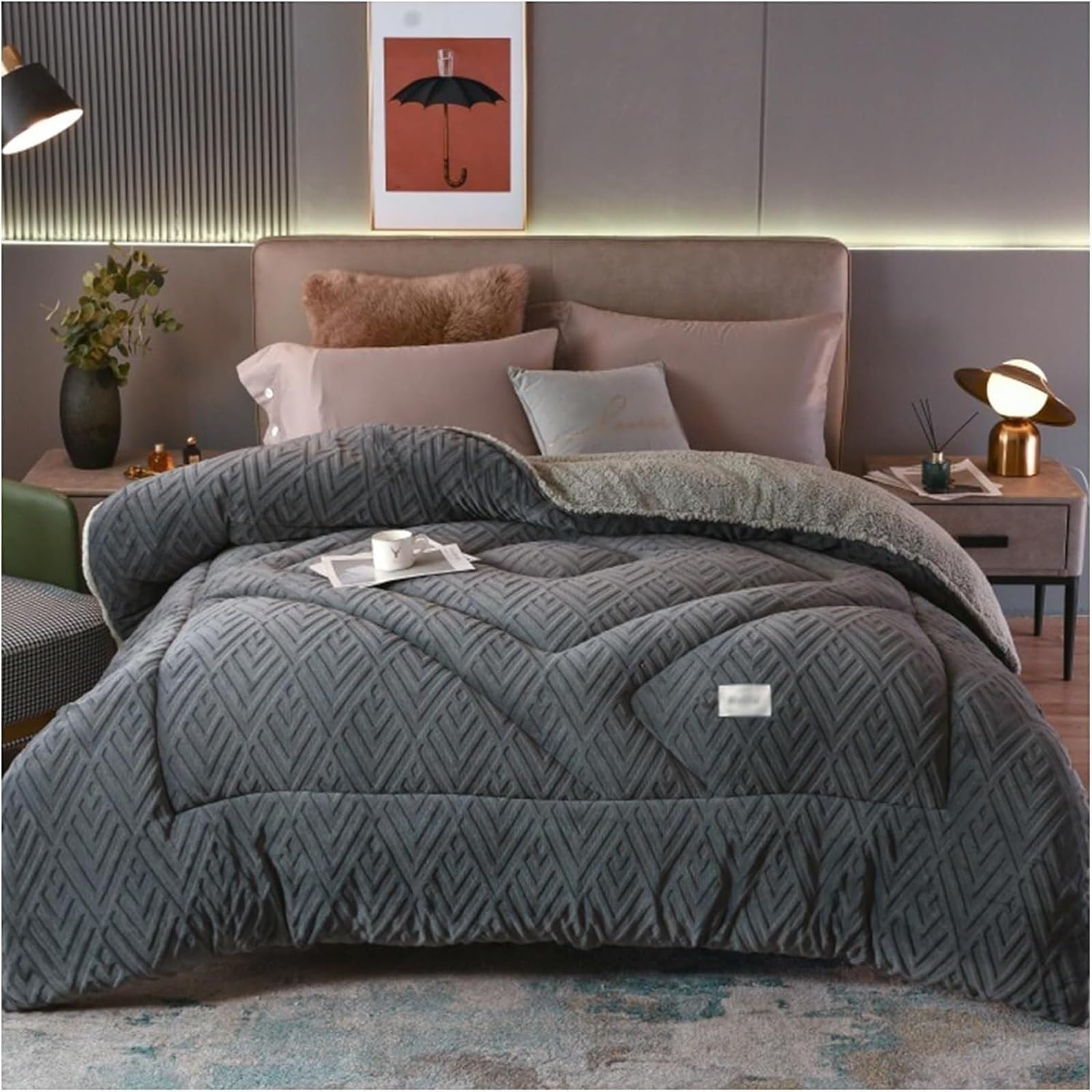LLiuvcc Super Warm Thickened Winter Duvet Quilt,Double-Sided Velvet Quilt, Cashmere and Double Fabrics, Warm Gift(Color2,200x230cm(5kg))